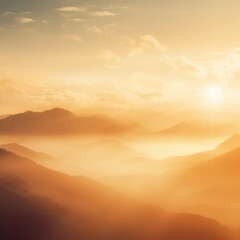 Fototapeta premium Natural background blurring warm colors and bright sun light. Sky sunny color orange light patterns plain abstract flare evening clouds - Gen AI