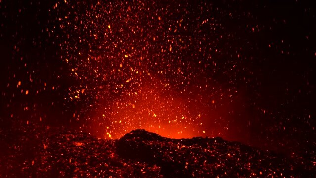 Etna Eruption in Sicily. Lava flow 