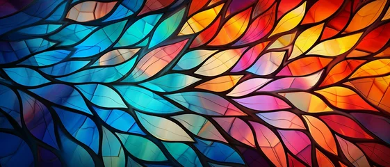 Papier Peint photo Lavable Coloré Stained Glass Kaleidoscope texture background ,a background with the vibrant and intricate patterns of stained glass, can be used for website design, and printed materials like brochures, flyers.  
