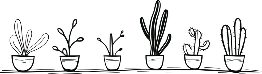 Indoor Plants line art icon design template vector illustration. AI generated illustration.
