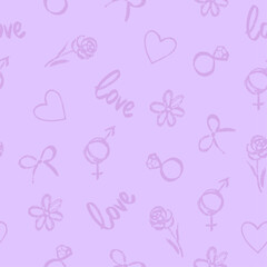 seamless pattern, flowers, hearts, pink. gentle