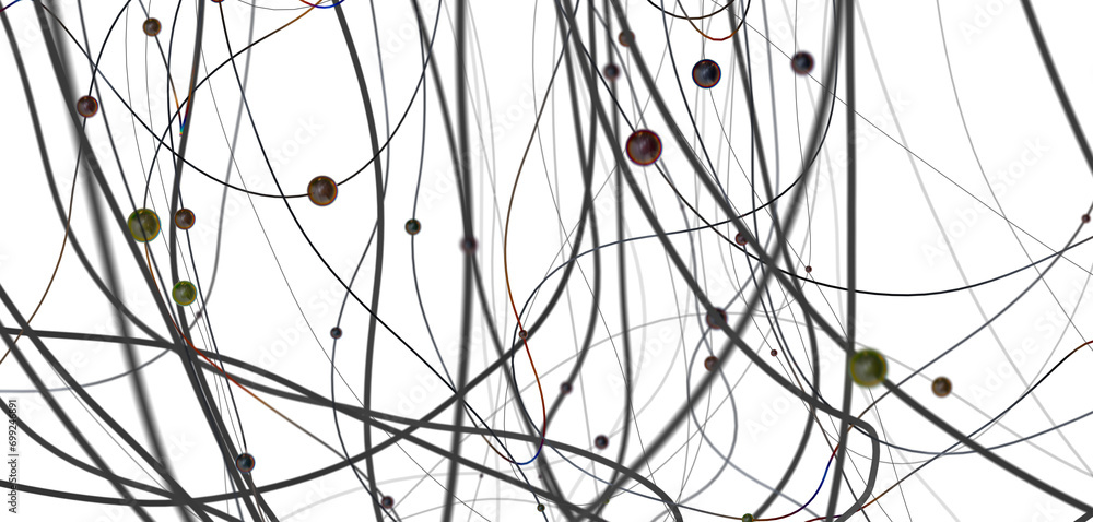Fototapete Abstract digital connection dots and lines. Technology background. Network connection structure. Plexus effect. 3d