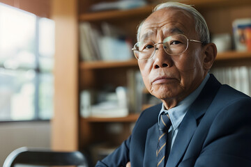 Asian senior businessman reacting to bad news in office - obrazy, fototapety, plakaty