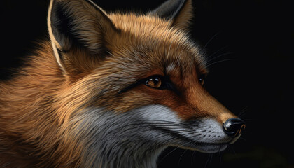 Fototapeta premium Cute red fox with fluffy fur looking alert generated by AI