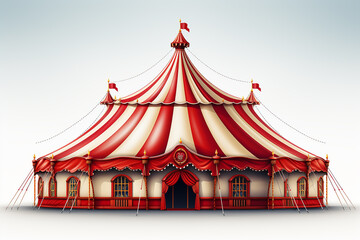 Classic red and yellow marquee isolated design element. Carnival, funfair, festival. Cartoon...