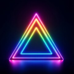 Iridescent Neon Triangle with Rainbow Glow on Black