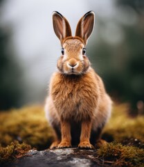 Naklejka na ściany i meble the picture is of a brown rabbit that is staring at the camera, 
