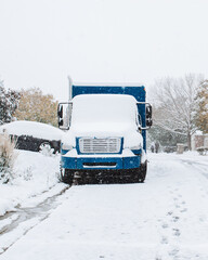 truck on the road in snow