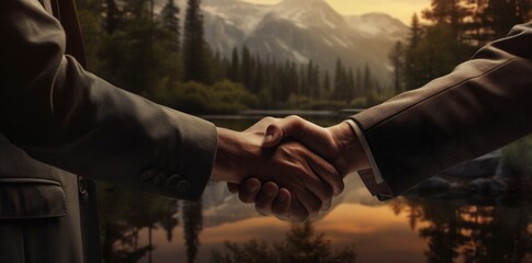 two men hand shaking in the business meeting - obrazy, fototapety, plakaty