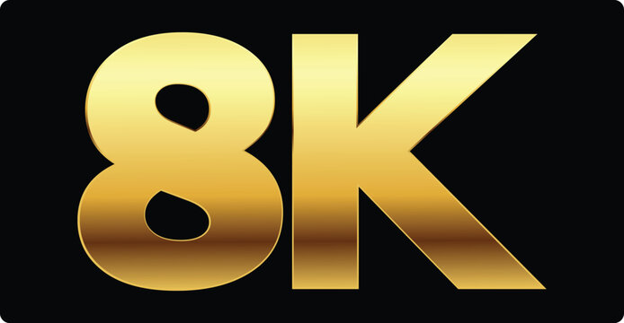 8K Resolution Ultra HD sign | 8K in Golden Ultra HD label vector | High Resolution 
