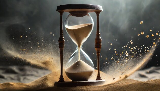 reloj de arena con arena en el arena. hora concepto. 3d representación  23187505 Foto de stock en Vecteezy