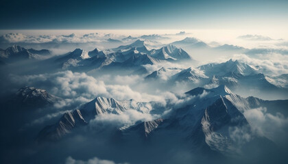 Majestic mountain peak, tranquil scene, nature beauty, high up adventure generated by AI
