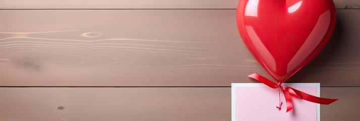 Image of a heart-shaped balloon and Valentine's Day card, love and affection