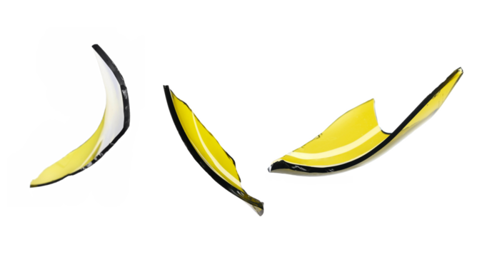 Set glass shards, pieces wine bottle in flying isolated on white - Powered by Adobe