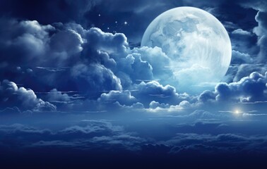 Obraz na płótnie Canvas full moon above the clouds