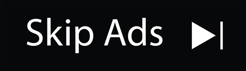 Skip Ad button set of white and black vector | Advertising skip - obrazy, fototapety, plakaty