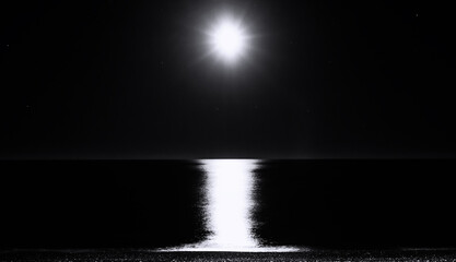 night calmy seascape with moon light