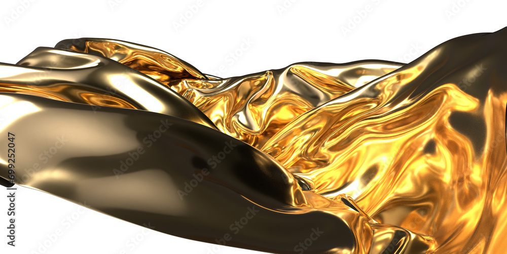 Poster glamourous ripples: abstract 3d gold cloth illustration with mesmerizing waves