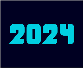 2024 Happy New Year Abstract Cyan Graphic Design Vector Logo Symbol Illustration With Blue Background