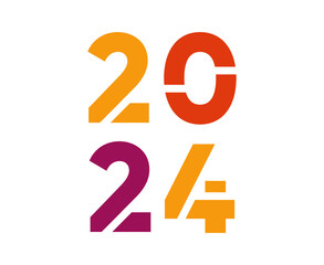 Happy New Year 2024 Abstract Multicolor Graphic Design Vector Logo Symbol Illustration