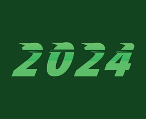 Happy New Year 2024 Abstract Green Graphic Design Vector Logo Symbol Illustration