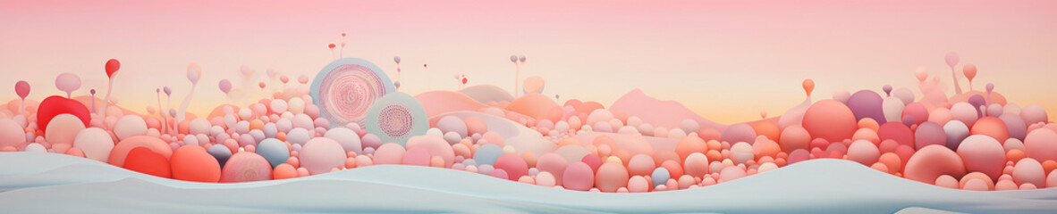 Dreamy Pastel Bubble Landscape
