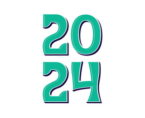 2024 Happy New Year Abstract Blue And Cyan Graphic Design Vector Logo Symbol Illustration