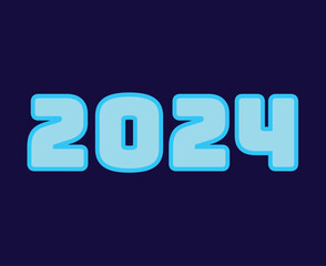 Happy New Year 2024 Abstract Cyan Graphic Design Vector Logo Symbol Illustration With Blue Background