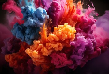 Abstract Colorful Smoke on Dark Background