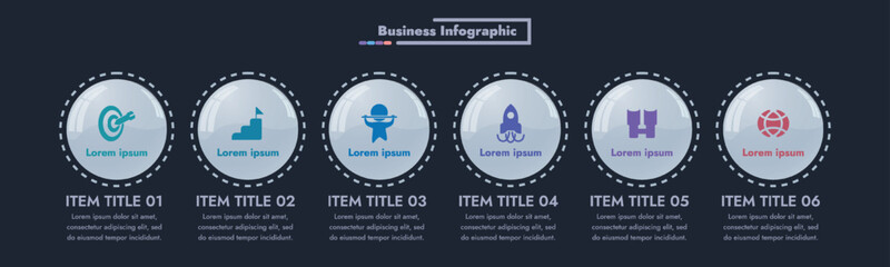 This infographic image features a modern and minimalistic design that illustrates an information process or sequence of events in a business. For presentations, websites or brochures.