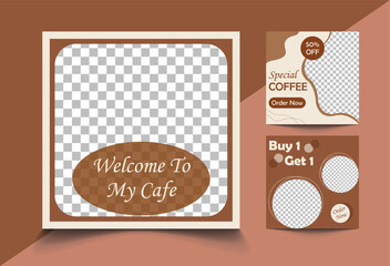 Social media post design template for cafe
