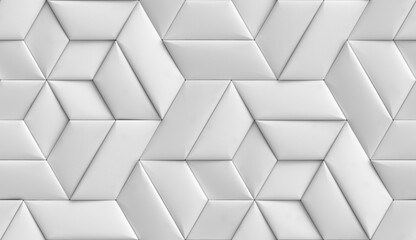 3D high quality seamless realistic texture soft of geometry tiles made from white leather