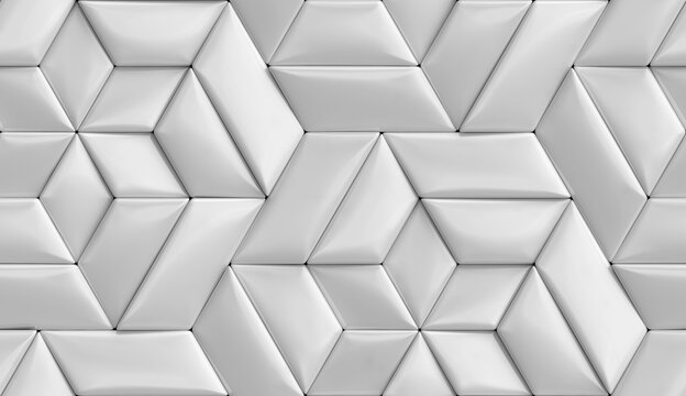 3D high quality seamless realistic texture soft of geometry tiles made from gray silver metal