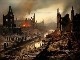 Representation depicting the devastating Great Chicago Fire of 1871