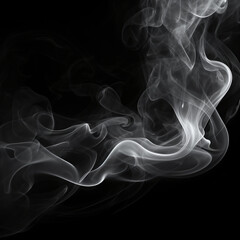 Obraz premium fotografia en blanco y negro con detalle de humo blanco con formas sinuosas, sobre fondo negro