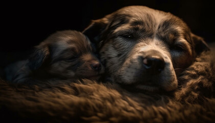 Cute puppy sleeping, purebred retriever, small, fluffy, close up, adorable generated by AI