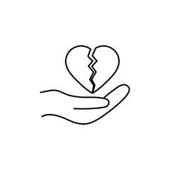 hand holding broken heart icon separated symbol black vector 