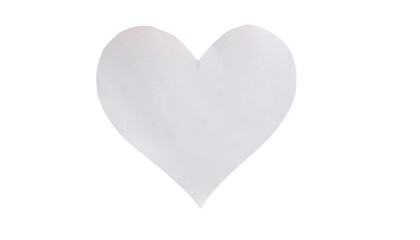 White paper heart on a transparent background
