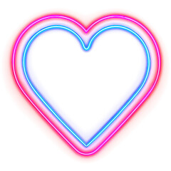 bright neon heart glowing love symbol texture isolated on transparent background