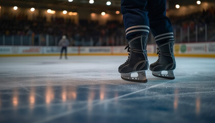 Ice skating men compete in a winter ice hockey competition indoors generated by AI