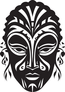 Ritualistic Impression Black Tribal Mask Spiritual Essence African Tribe Design
