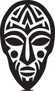Sacred Heritage Vector African Emblem Infernal Fury Aggressive Devil s Face Vector Emblem