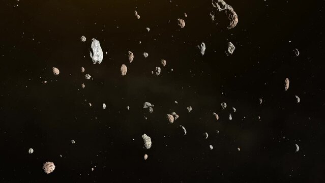 Flying Through Asteroid Field HD Space Scene