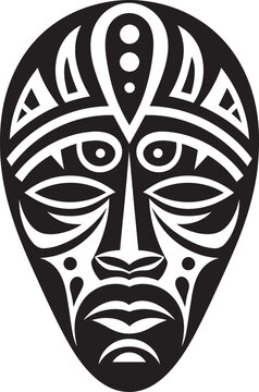 Sacred Symbolism Logo Icon of African Mask Ethnic Identity Vector Black Icon of Tribal Mask