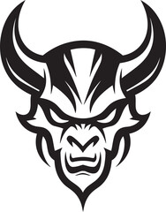 Malevolent Grin Black Devil s Icon Design Infernal Rage Aggressive Devil s Face Vector
