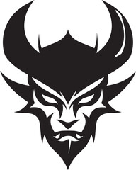 Malevolent Impression Aggressive Devil s Face in Black Logo Hell s Fury Vector Graphic of Aggressive Devil s Face Icon