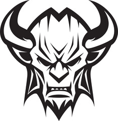 Fototapeta premium Fiery Malevolence Vector Devil s Face Icon Satanic Stare Aggressive Black Devil s Icon