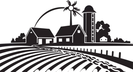 Fototapeten Fields  Serenity Agricultural Black Logo Rustic Legacy Vector Farmhouse Emblem © BABBAN