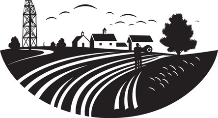 Farmstead Vista Vector Farmhouse Logo Homestead Sanctuary Black Icon for Farms