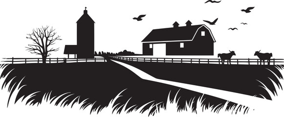 Nature s Harvest Black Vector Logo for Homesteads Harvest Serenity Agricultural Farmhouse Icon Design © BABBAN